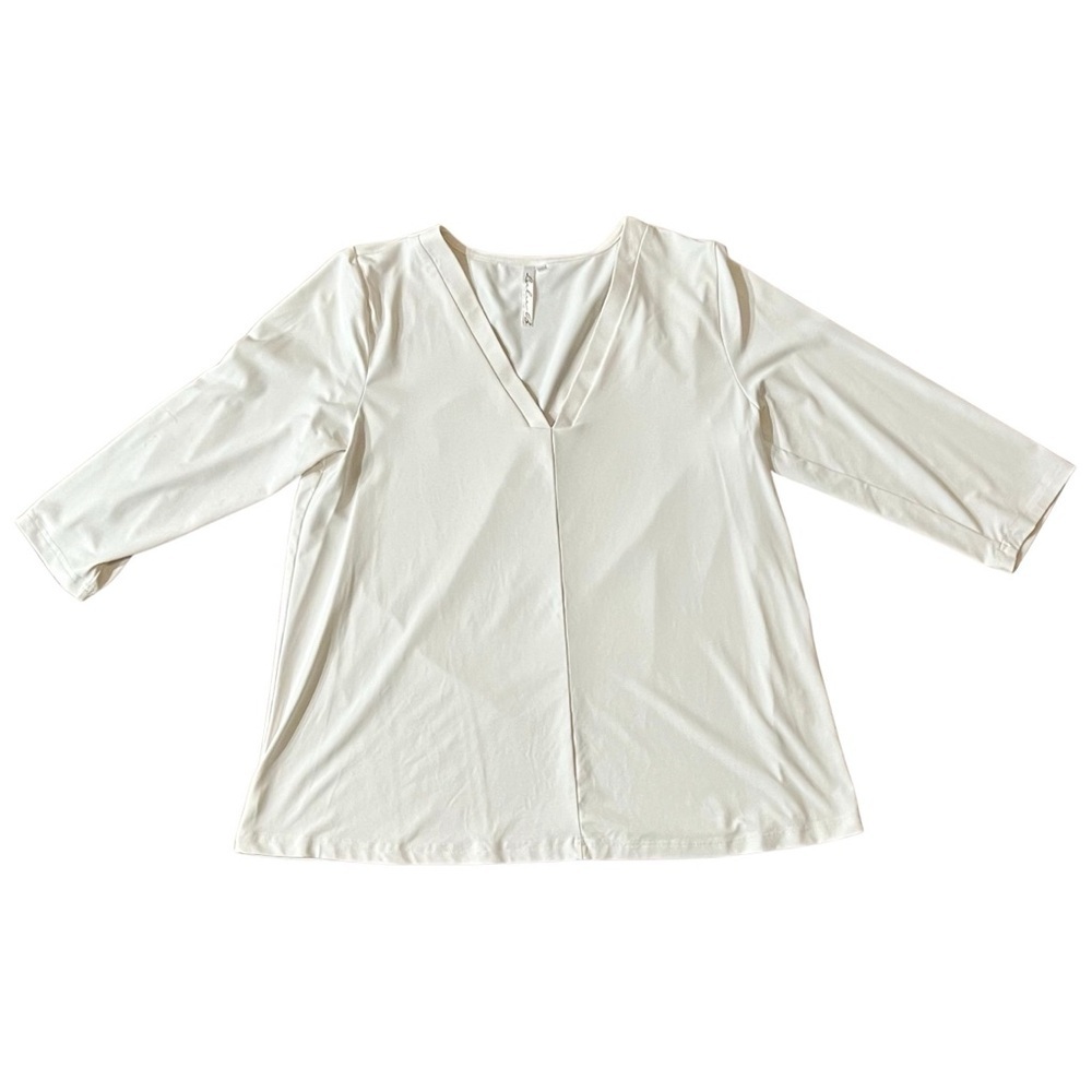 Lulu B Ivory V-Neck 3/4 Sleeve Stretch Top XS